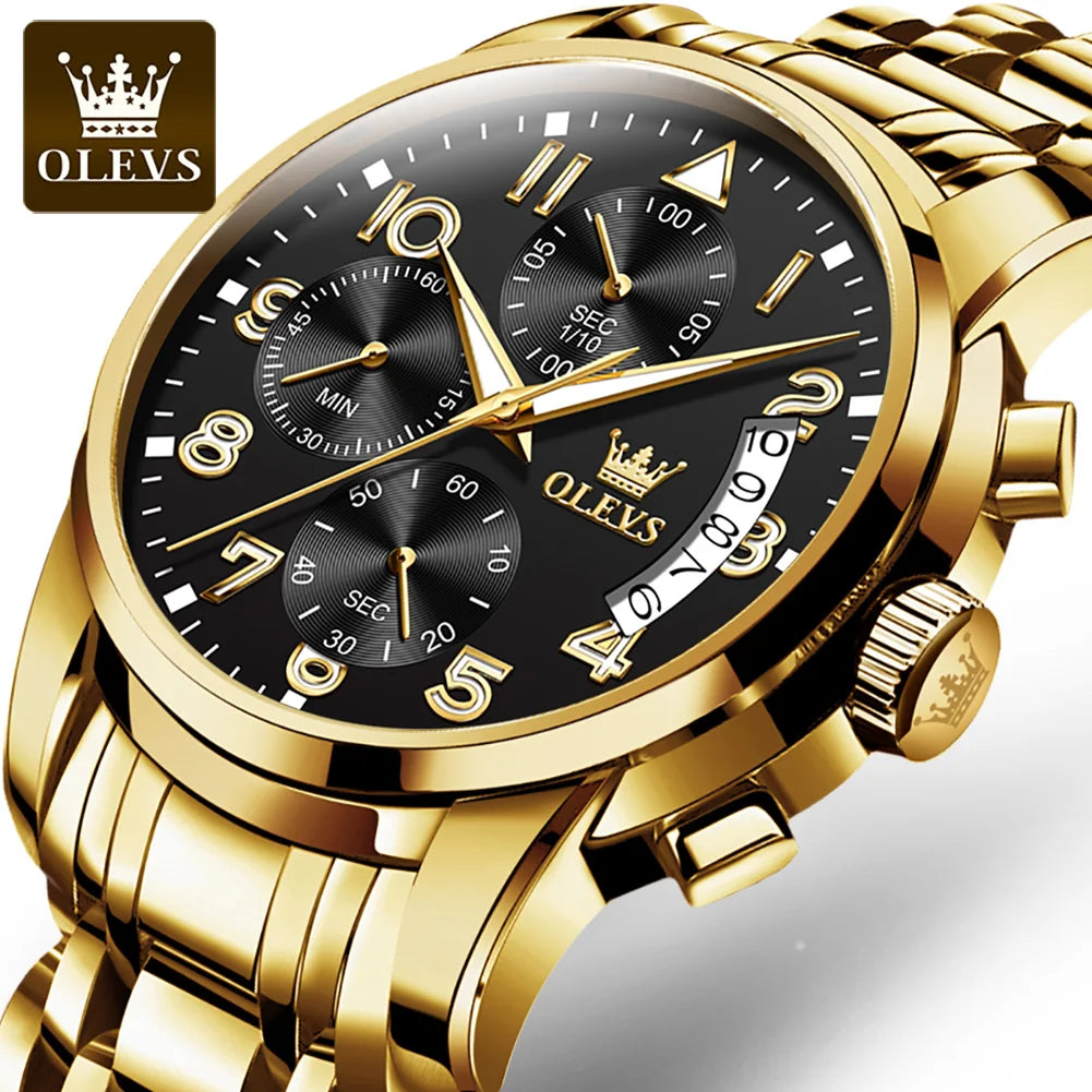 OLEVS 2879 Men's Luxury Watch - Classic Roman Dial, Quartz Waterproof Wristwatch with Luminous Features
