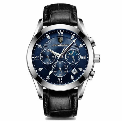 POEDAGAR 820 Men's Sport Watch – Genuine Leather Quartz Wristwatch, Waterproof, Luminous, and Stylish Relojes Para Hombre Olivier