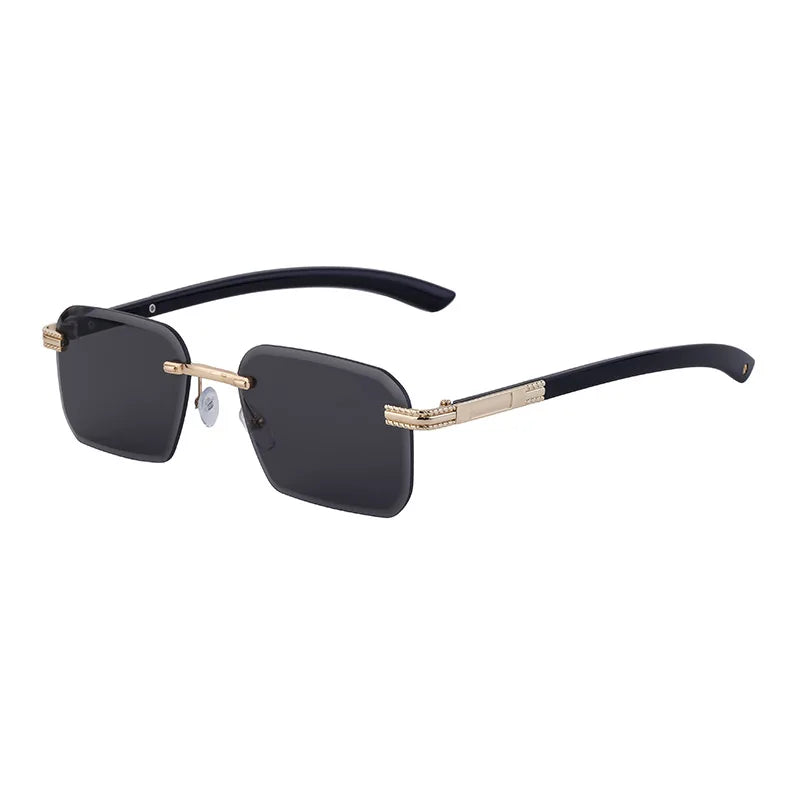 Fashion Rectangle Sunglasses for Men & Women | UV400 Vintage Rimless Diamond-Cut Square Shades Tamlin