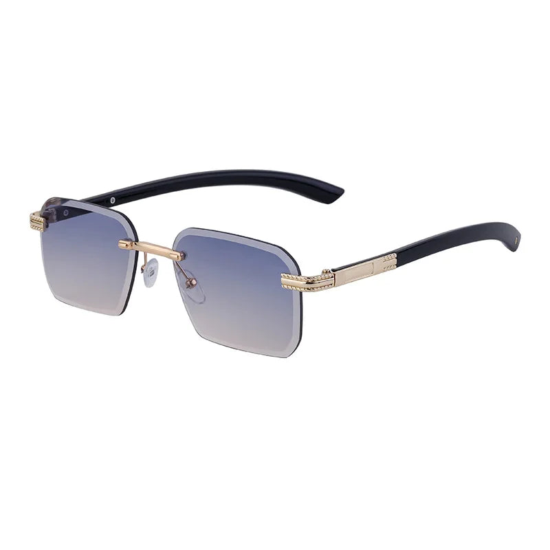 Fashion Rectangle Sunglasses for Men & Women | UV400 Vintage Rimless Diamond-Cut Square Shades Tamlin