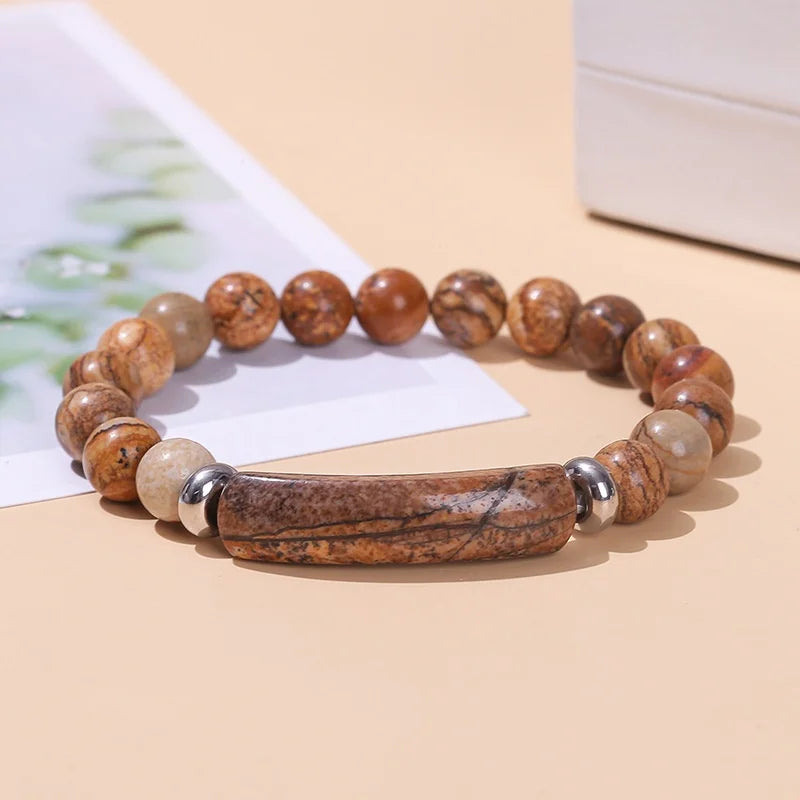 8mm Pink Crystal Bead Bracelet – Natural Stone Stretch Bracelet with Stainless Steel Accessories