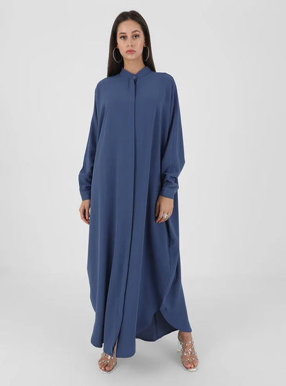 Bat Sleeve Loose-Fit Abaya – Solid Color Dubai & Turkey Style Muslim Dress | One-Size Modest Robe for Women Aleena