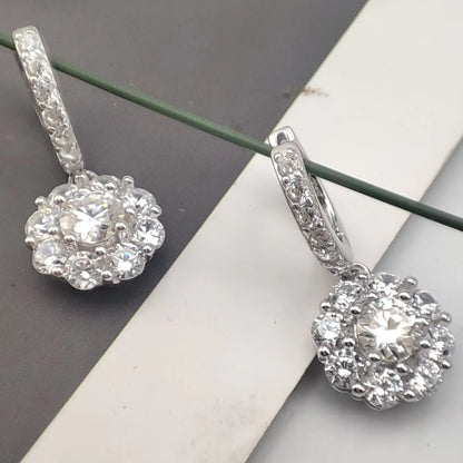 0.5 Carat Round Brilliant Moissanite Drop Earrings – S925 Sterling Silver Jewelry for Women