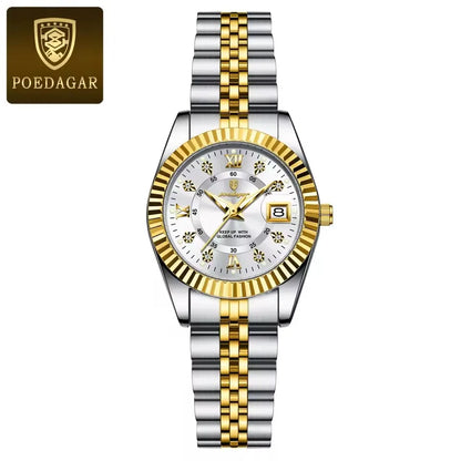 POEDAGAR 780 Luxury Quartz Watch for Women – Elegant Waterproof Luminous Ladies Stainless Steel Watch