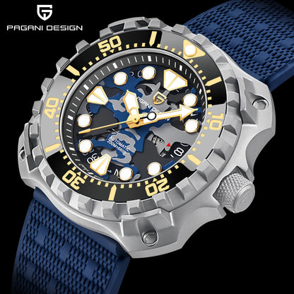PAGANI DESIGN PD YN009 Men's Mechanical Watch - Camouflage Hollow Automatic NH35 Movement, 200M Waterproof Dive Watch