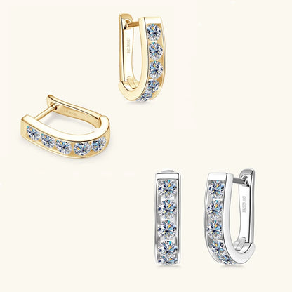 S925 Sterling Silver U-Shaped Moissanite Earrings 0.1ct, Minimalist Design, High-End Couple Style, Sweet & Modern Cora
