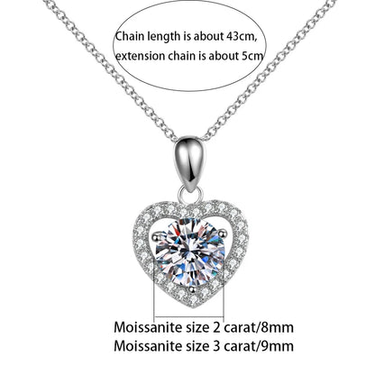 925 Sterling Silver Moissanite Pendant Necklace for Women – 2-3CT Simple Luxury Design, Perfect for Weddings & Holiday Gifts Lucie