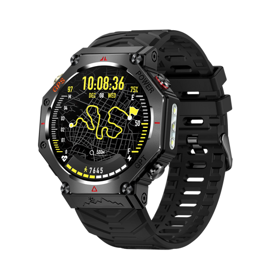 KC91 Outdoor Smart Watch with 1.39″ HD Display – 3ATM Waterproof Sports Smartwatch with LED Flashlight for Men & Women