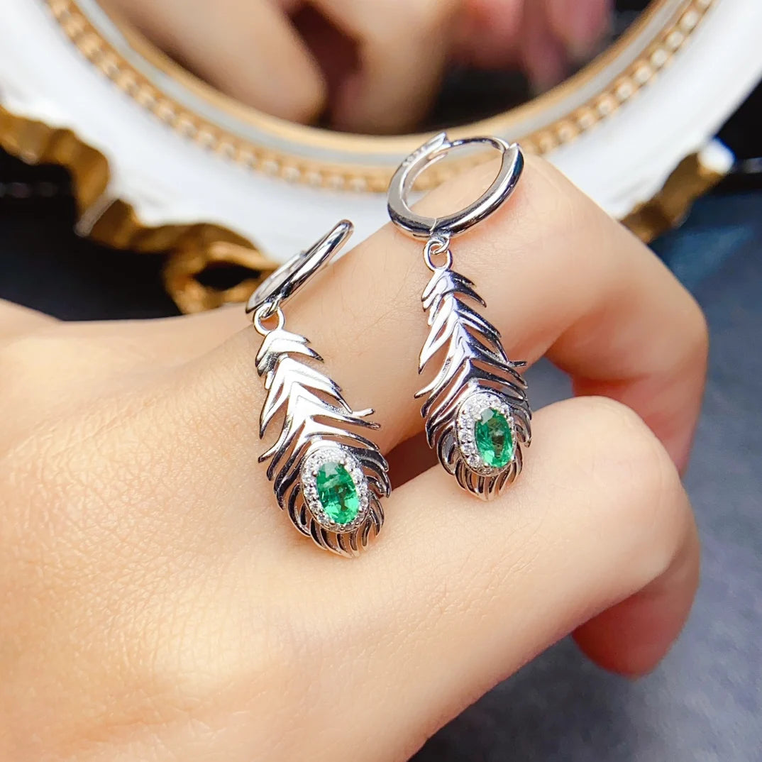 Emerald Earrings 925 Sterling Silver – Dainty Green Gemstone Studs for Women | Luxury Wedding & Party Jewelry