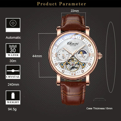 CHENXI 
8876 Men’s Luxury Automatic Mechanical Watch – Waterproof Genuine Leather Fashion Wristwatch, Perfect Gift for Men