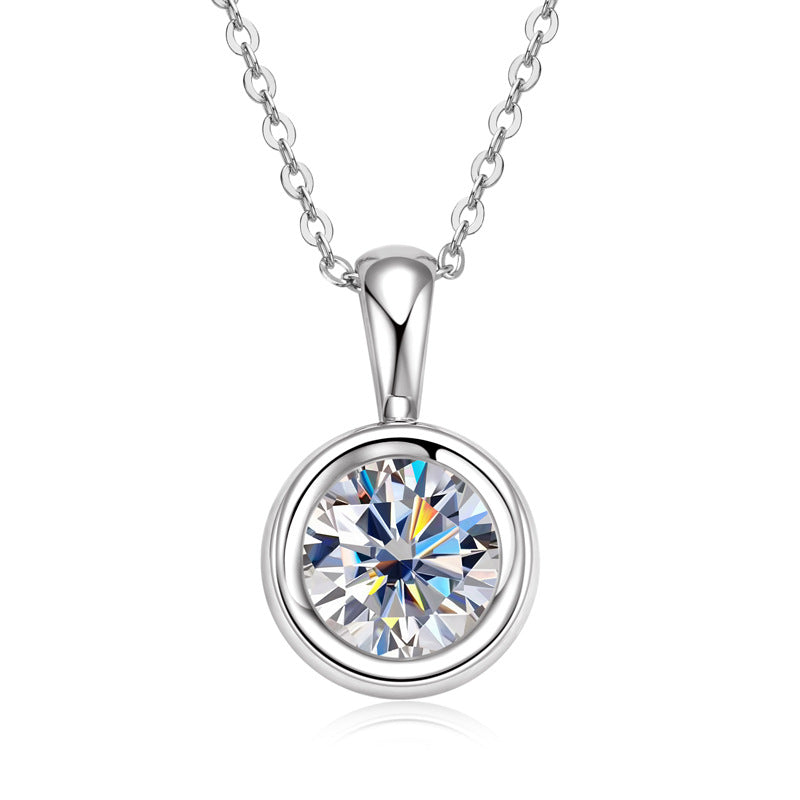 Women’s 1 Carat Moissanite Pendant Necklace in 925 Sterling Silver – Elegant Wedding & Gift Jewelry Calla