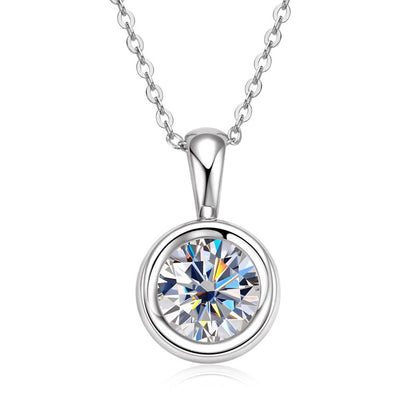 Women’s 1 Carat Moissanite Pendant Necklace in 925 Sterling Silver – Elegant Wedding & Gift Jewelry Calla