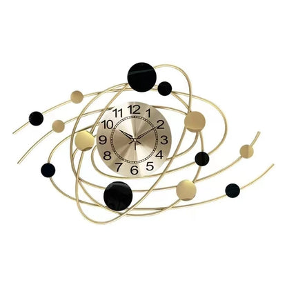 Large 3D Metal Wall Clock – Modern Iron Gold Decorative Designer Clock for Home Decor