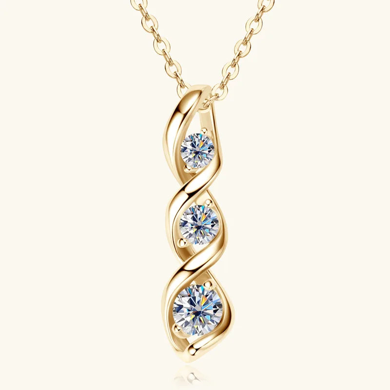 D Color Sterling Silver Infinity Moissanite 3-Stone Necklace for Women | Elegant Daily Jewelry | Factory Direct Luxury Design Denise