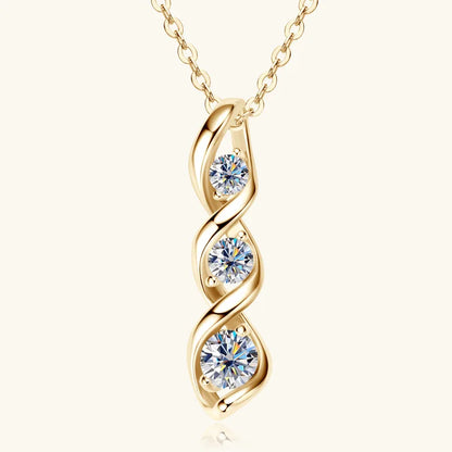 D Color Sterling Silver Infinity Moissanite 3-Stone Necklace for Women | Elegant Daily Jewelry | Factory Direct Luxury Design Denise