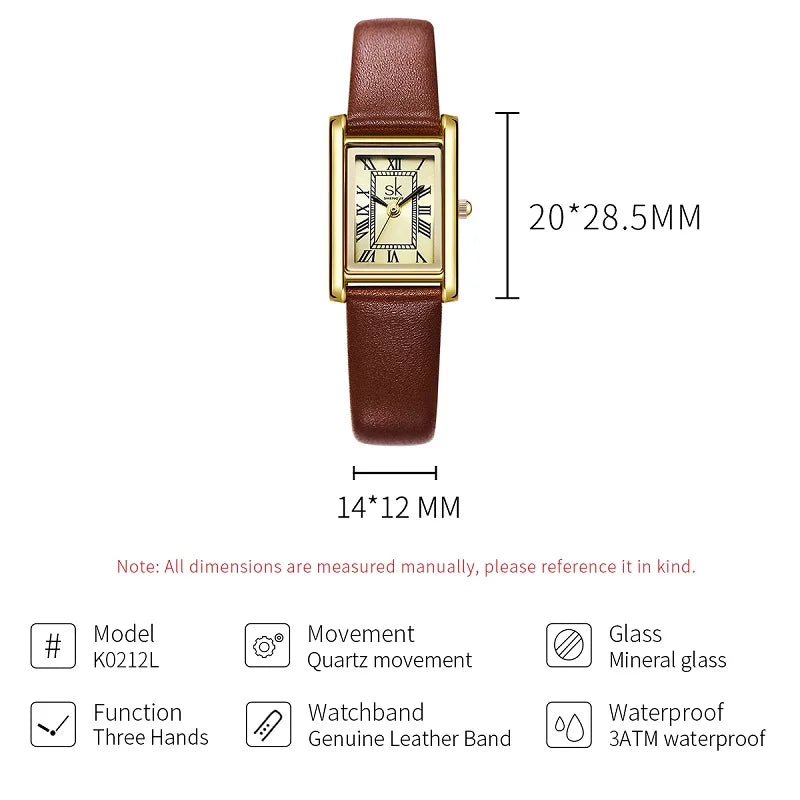 SK Fashion Ladies' Genuine Leather Watch - Luxury Waterproof Women's Watch for Business & Casual Wear Veronica