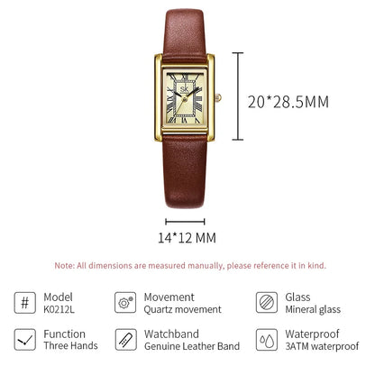 SK Fashion Ladies' Genuine Leather Watch - Luxury Waterproof Women's Watch for Business & Casual Wear Veronica