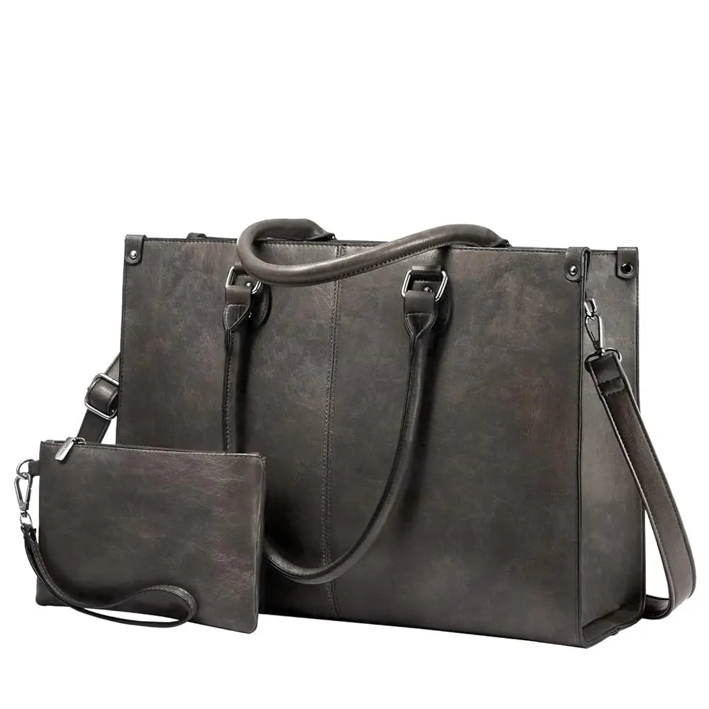 LOVEVOOK Women's PU Leather Tote - High-Quality 15.6-Inch Laptop Bag, Large Capacity Handbag Juliette