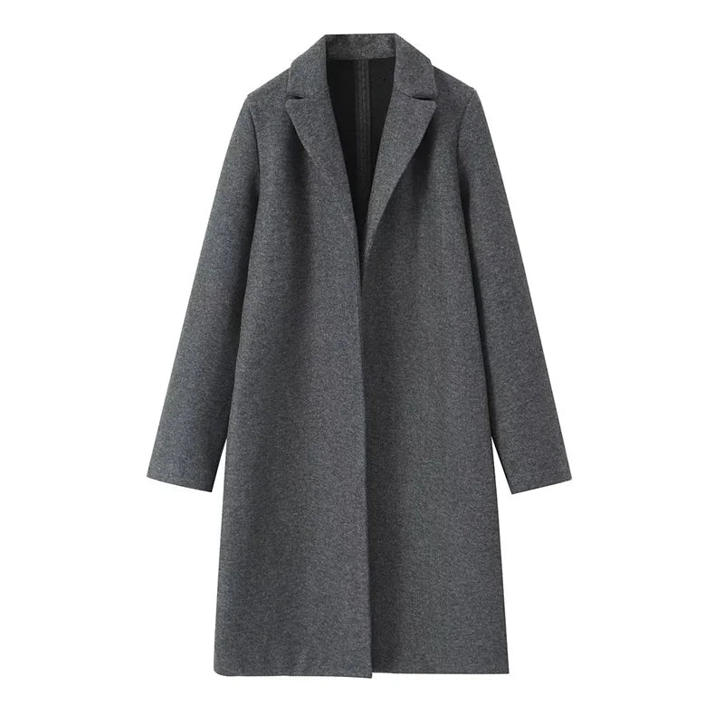 Women's Mid-Length Lapel Coat - Autumn & Winter Loose Button Jacket Ursula