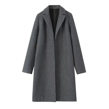 Women's Mid-Length Lapel Coat - Autumn & Winter Loose Button Jacket Ursula