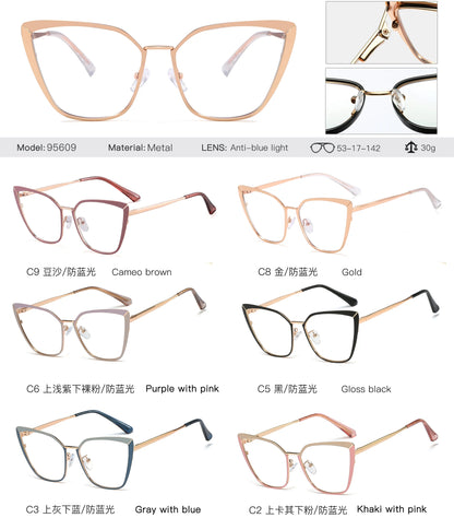 New Design Metal Prescription Glasses – Blue Light Blocking Frames with Silicone Nose Pads