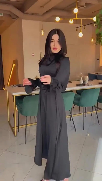 Women's Flare Sleeve Abaya with Belt Amina