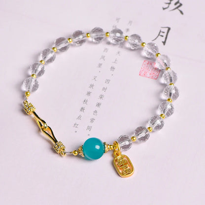 High-Quality White Crystal & Sea Blue Amazonite Beaded Bracelet – Trendy Natural Crystal Energy Healing Jewelry