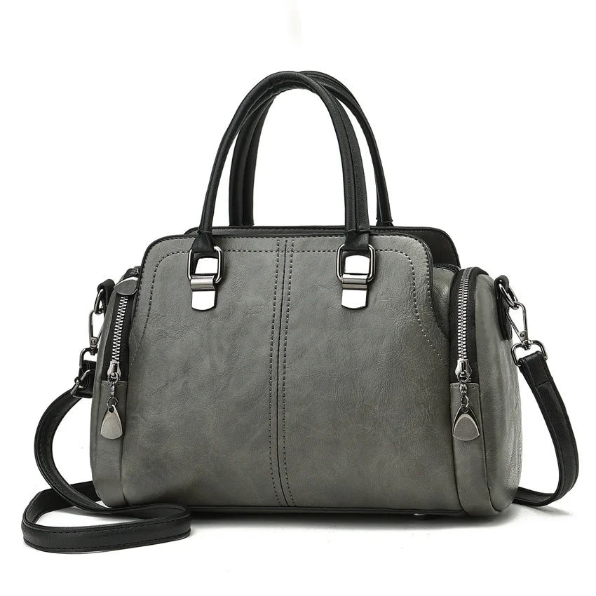 Leather Handbags for Women and Girls – Stylish Ladies' Tote and Shoulder Bags with Side Pocket Design