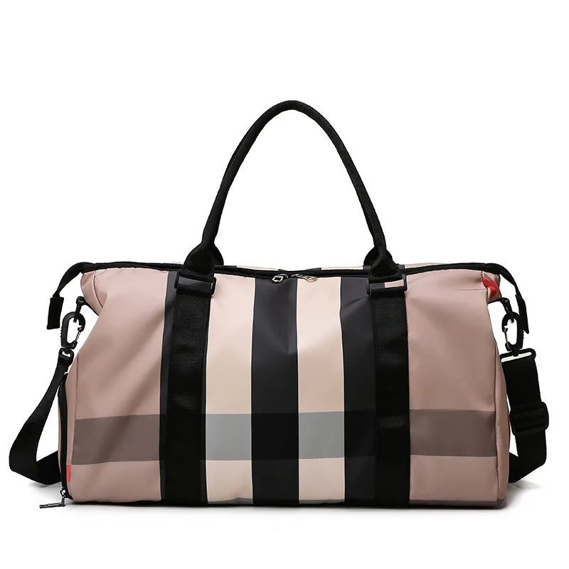 Nylon Travel Bag for Women – Designer Weekend Handbag with Zipper Closure, Gym, Yoga, and Carry-On Tote