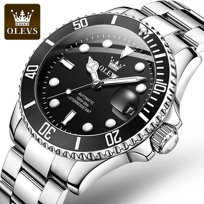 OLEVS 6605 Men's Luxury Watch - Automatic Mechanical, Stainless Steel Band, Elegant Relogio Montre Homme Wristwatch