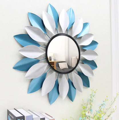 Metal Nordic Style Flower Shape Mirror – Modern Living Room Sofa Background Wall & Porch Decoration