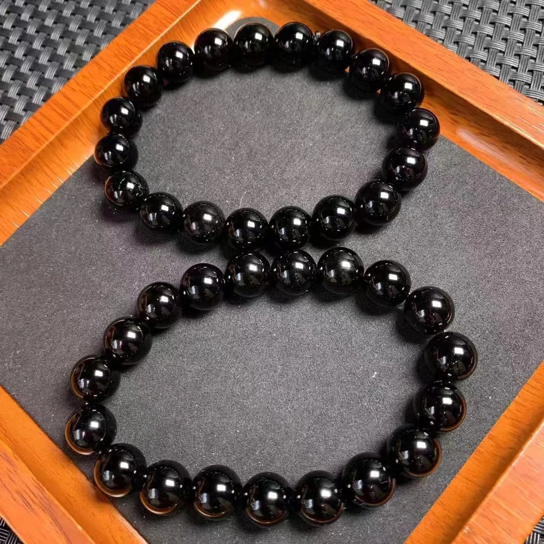 Natural Black Tourmaline Crystal Bracelet – 10MM Healing Beads | Perfect Gift for Energy Protection & Wellness