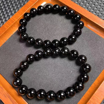 Natural Black Tourmaline Crystal Bracelet – 10MM Healing Beads | Perfect Gift for Energy Protection & Wellness