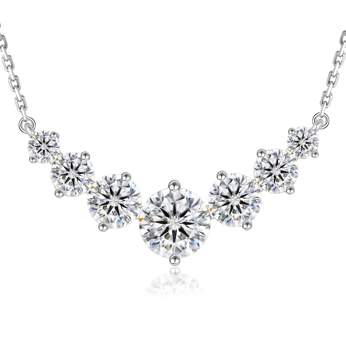 Moissanite Pendant Necklace 1.7CT / 2.8CT / 5CT – VVS1 Lab‑Created Diamond, S925 Sterling Silver Chain, Anniversary Romantic Gift for Women