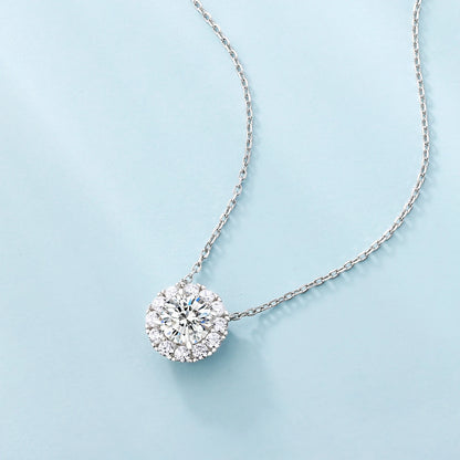 Moissanite Earrings and Pendant Necklace Jewelry Set – Gold-Plated Stud Earrings in 925 Sterling Silver for Women