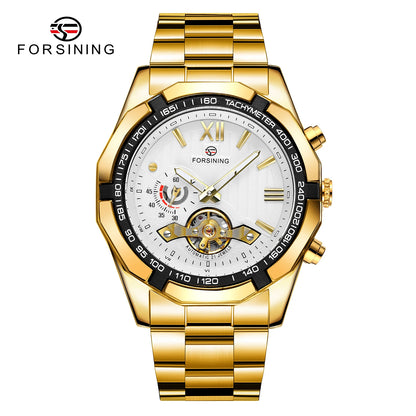 FORSINING 8235 Men's Mechanical Watch – New Arrival, Stainless Steel Band, Waterproof, Luminous, Vintage Business Design