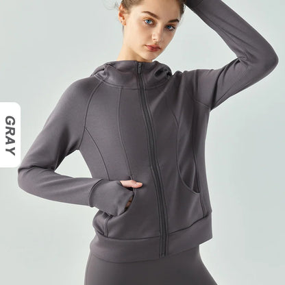 Women's Winter Fleece Zip-Up Hoodie Jacket | Long Sleeve, Thumb Hole, Warm Outdoor Fitness Style Xena