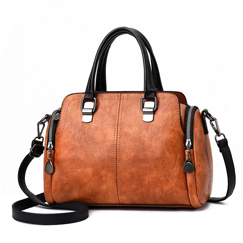 Leather Handbags for Women and Girls – Stylish Ladies' Tote and Shoulder Bags with Side Pocket Design