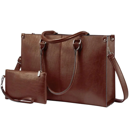 LOVEVOOK Women's PU Leather Tote - High-Quality 15.6-Inch Laptop Bag, Large Capacity Handbag Juliette