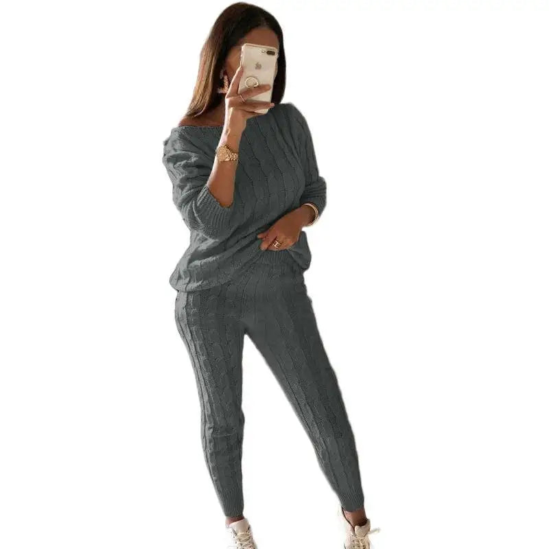 Women's Multi-Color Turtleneck Sweater Set - Drop Shoulder Knitwear for Comfortable Fall Fashion Lavinia