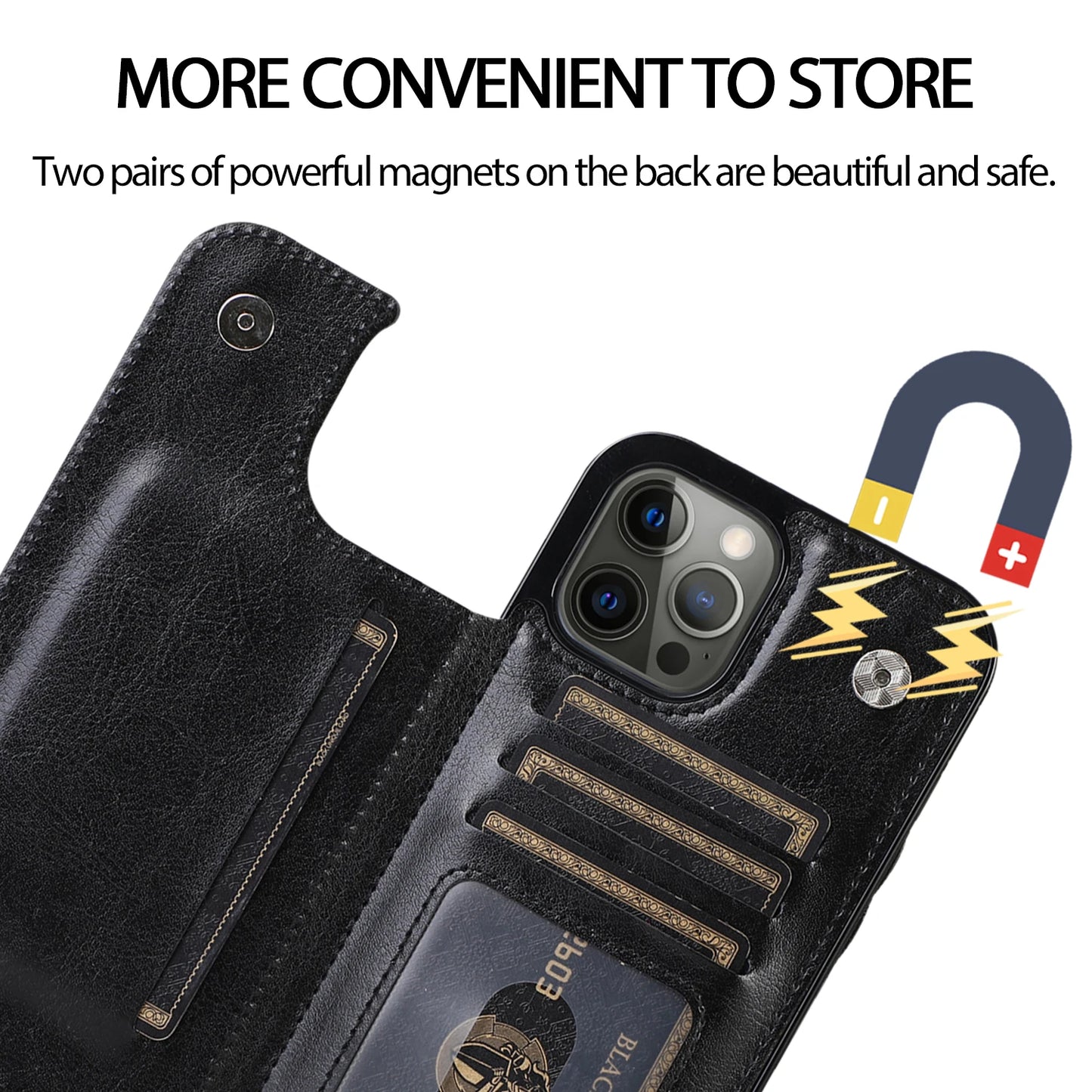 Mobile Phone Case PU Leather Card Holder Wallet for iPhone Multifunctional Flip with Stand Cell Phone Case