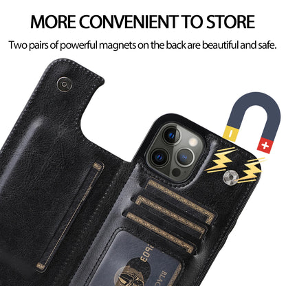 Mobile Phone Case PU Leather Card Holder Wallet for iPhone Multifunctional Flip with Stand Cell Phone Case