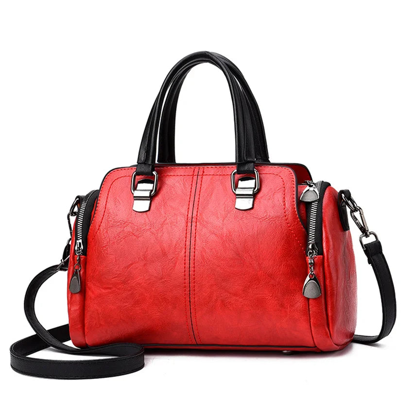 Leather Handbags for Women and Girls – Stylish Ladies' Tote and Shoulder Bags with Side Pocket Design