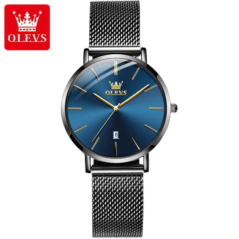 OLEVS 5869 Women’s Quartz Watch – Waterproof, Ultra-Thin, Mesh Steel Strap, Elegant Luxury Design