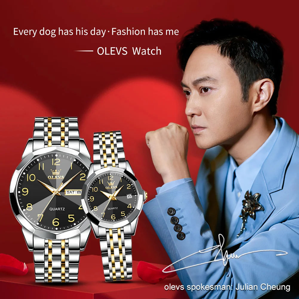 OLEVS 9970 Fashion Quartz Watches: Affordable Business Wrist Watches for Men & Women | Perfect Couple Gift Set