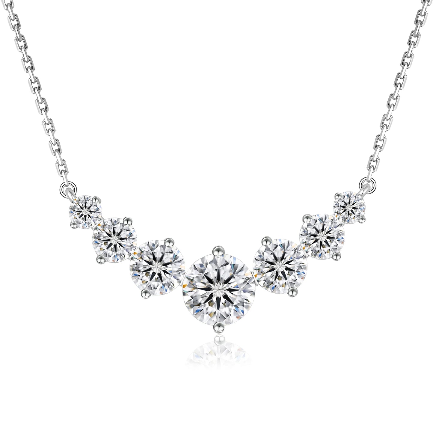 Moissanite Pendant Necklace 1.7CT / 2.8CT / 5CT – VVS1 Lab‑Created Diamond, S925 Sterling Silver Chain, Anniversary Romantic Gift for Women