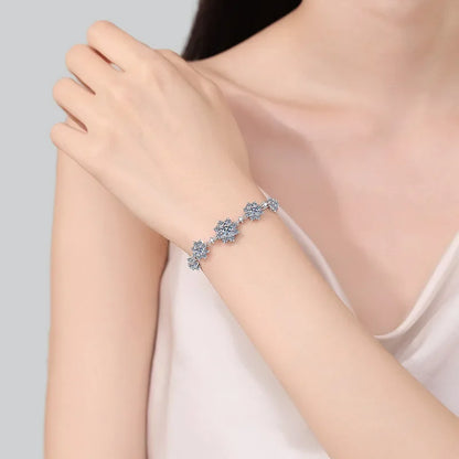 1CT Moissanite Snowflake Bracelet – Luxurious 925 Sterling Silver, Rhodium-Plated Fashion Jewelry Georgia