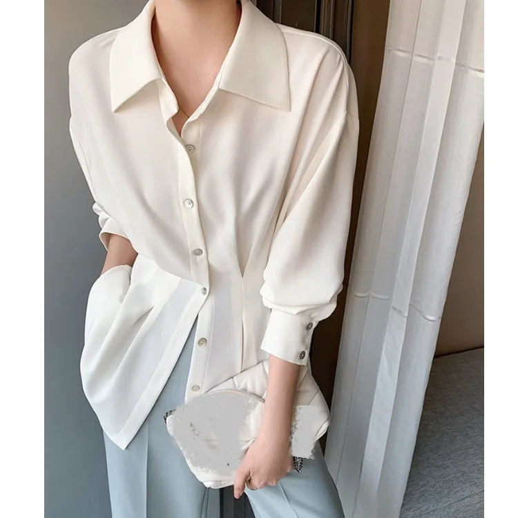 Spring/Summer New Women's Loose-Fit Chiffon Long-Sleeve Shirt – Lightweight, Stylish Vivian