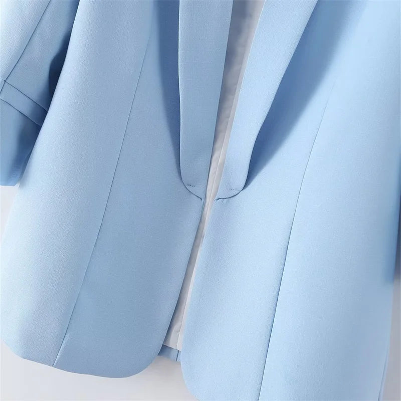 Women's Casual Loose One Button Cuff Pleated Suit Jacket Lucinda