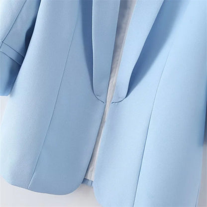 Women's Casual Loose One Button Cuff Pleated Suit Jacket Lucinda
